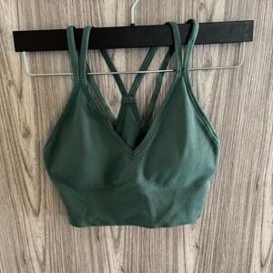 DSG‎ Women's Seamless Ribbed Green Sports Bra Size Small!